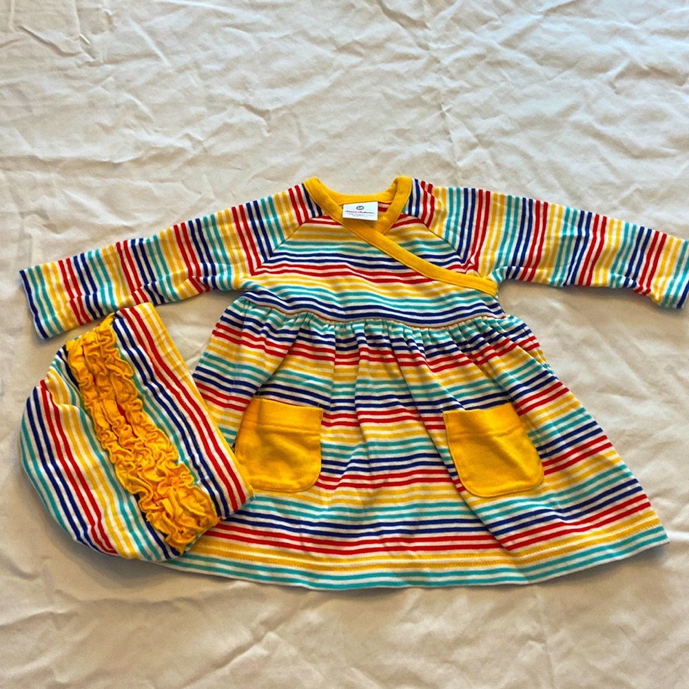 Hanna Andersson infant girls dress with bloomer. Size 60, 3-6 months